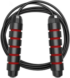 Jump Rope Ball Bearings Adjustable Length 6" Handles Covered Braided Steel Rope - Picture 1 of 15
