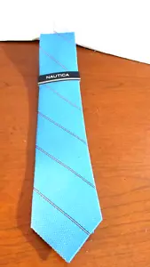 NAUTICA~ CORBATA HOMBRE RAYAS AZUL TURQUESA ~ NUEVA CON ETIQUETAS - Imagen 1 de 2