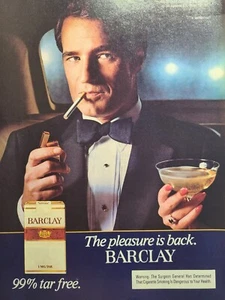 Anuncio impreso vintage 1983 Barclay Cigarettes limusina esmoquin champán **Ver descripción** - Imagen 1 de 2