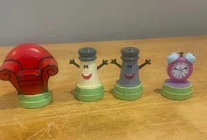 Vtg Blues Clues Action Stampers Rubber 1998 Set Of 4 Clock Chair Salt Pepper - Picture 1 of 19