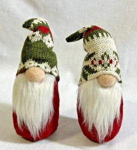 2 Plush Winter Gnomes Bearded Trolls Home Decor 7" New - Picture 1 of 6
