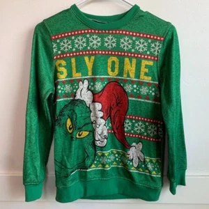 Dr. Suess The Grinch Sly One Green Long Sleeve Sweatshirt - Picture 1 of 5