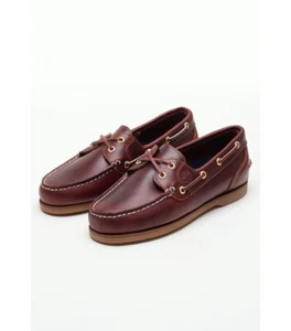 TIMBERLAND WOMEN'S 2-EYE CLASSIC BOAT LEATHER SHOES BURGUNDY FULL GRAIN 72333 - Picture 1 of 8