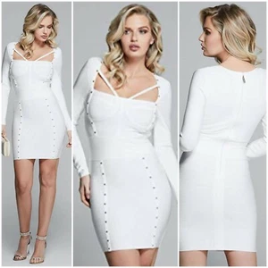๐ฟโ NWT GUESS BY MARCIANO FRENCH STUDDED white BANDAGE DRESS SIZE S ๐ฟ - Picture 1 of 6