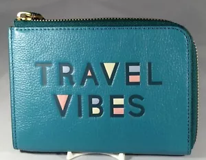 BNWT FOSSIL Travel Vibes Leather Passport Holder in Peacock Blue RFID - Picture 1 of 7