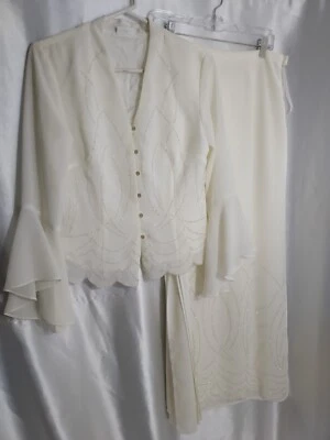 Blusa y falda de colección Dressbarn 2 piezas talla 8 marfil cuentas adornadas formal/fiesta Foto 1 de 4