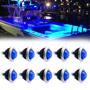 10x Marine Boat Blue LED Courtesy Lights Stair Deck Garden Light Stainless Base - Picture 1 of 9