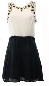 As U Wish Women's Bejewelled Black & White Sleeveless Party Dress, Junior Size 7 - Picture 1 of 3