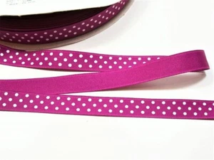 Raspberry White Confetti Dot Grosgrain Ribbon 5/8" wide x 10 yards Schiff B8 - Picture 1 of 7