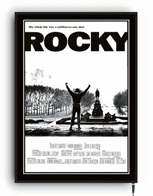 ROCKY Light up movie poster framed lightbox led sign home cinema film man cave - image 1 of 4