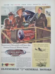 1945 vintage blue Oldsmobile automobile print ad Post War ll. - Picture 1 of 1