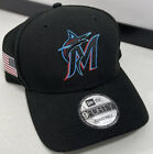 Miami Marlins MLB New 9Forty Adjustable Hat Cap Black American Flag Baseball
