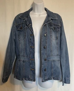 Giacca di jeans Periscope donna manica lunga aderente taglia large - Foto 1 di 3