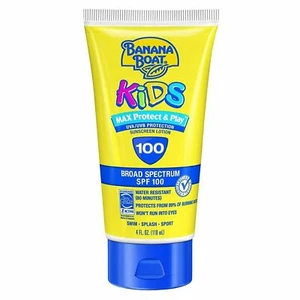 Banana Boat Kids Max Sunscreen Lotion UVA/UVB SPF 100 Water Resistant 4Oz 6 Pack - Picture 1 of 1