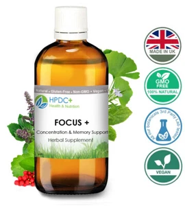 SOPORTE DE MEMORIA / ENFOQUE + Gotu Kola, Ginko Biloba, Tulsi. Extracto de tintura de hierbas - Imagen 1 de 5