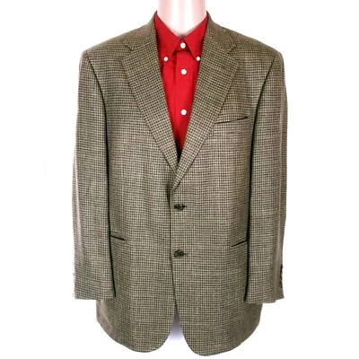 Abrigos deportivos Orvis para hombre dientes de perro 2 botones seda lino lana marrón talla 42 Foto 1 de 4