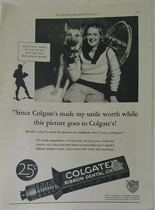 1933 Colgates ribbon Dental cream German shepherd dog smiling woman vintage ad - Picture 1 of 1