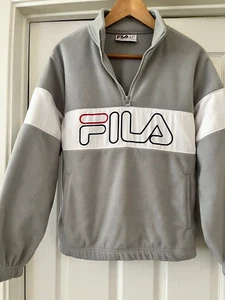 Fila Fleece Pullover Hoodie Small Gray Logo - Picture 1 of 5