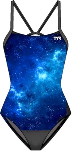 TYR Girls Durafast Elite Diamondfit Swimsuit Blue Starborne Size M (7/8) - Picture 1 of 4
