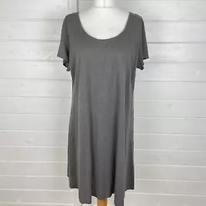 EILEEN FISHER Dress Size L Grey Linen Tunic Minimal Capsule Neutral Knee Length - Picture 1 of 12