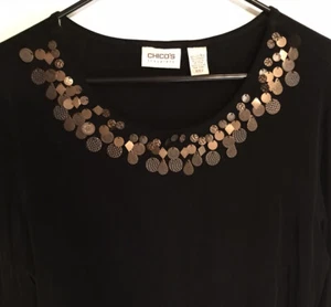 Chicos #2 schwarz Travelers Stricktop mit Rundhalsausschnitt Dekor der Kreise, Größe 14/16 - Bild 1 von 11