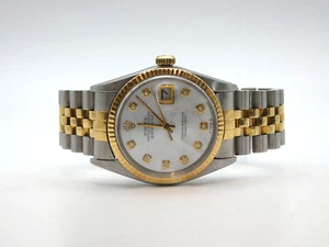 Rolex oyster perpetual datejust 16014 MOP Diamond Dial 36mm mens gold watch!! - Picture 1 of 8