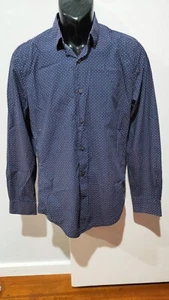 BNWOT "Marcs" Mens Blue w/ Square Block Pattern Long Sleeve Shirt - Slim Fit - S - Picture 1 of 4