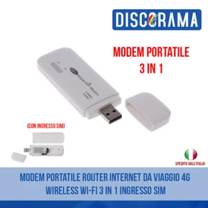 MODEM PORTATILE ROUTER INTERNET DA VIAGGIO 4G WIRELESS WI-FI 3 IN 1 INGRESSO SIM - Foto 1 di 5