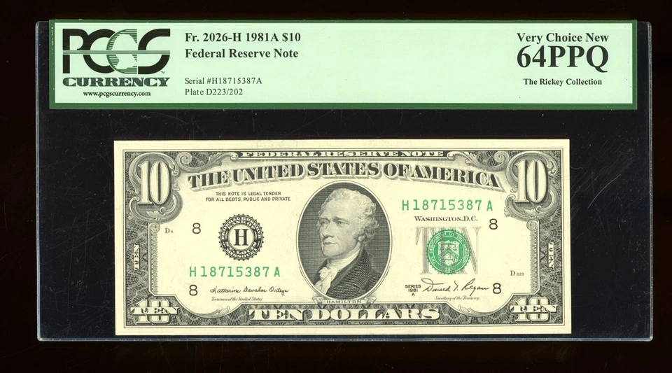DBR 1981-A $10 FRN St. Louis Fr. 2026-H PCGS 64 PPQ Serial H18715387A - Image 1 of 2