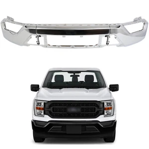 Front Side Bumper For Ford F-150 2022-2024 Chrome with Fog Light Holes Face Bar - Bild 1 von 9