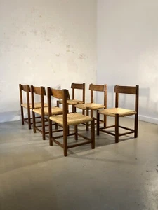 1950 6 CHAISES MODERNISTE BRUTALIST RUSTIQUE MODERNE Chapo Perriand Dansk - Picture 1 of 12