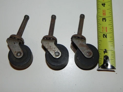 3 Vintage Wheels/casters plastic with Ball bearing Cover