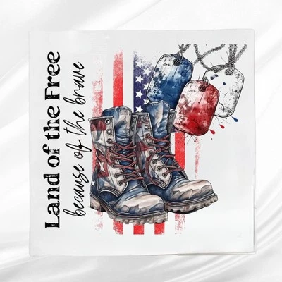 Panel de tela para botas militares ~ Bloque de edredón para veteranos ~ Panel de tela cuadrado Foto 1 de 4