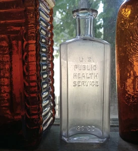 SERVICIO DE SALUD PÚBLICA DE EE. UU. 125 CC SOPLADO A MANO 1890 BOTELLA DE MEDICINA - Imagen 1 de 6