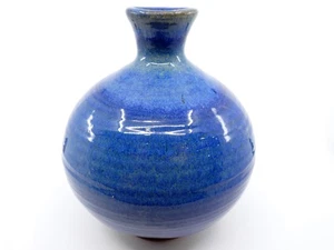 Harding schwarze Studiokeramik Vase 1965 - signiert 8" blaue Glasur Mid-Century Modern - Bild 1 von 21