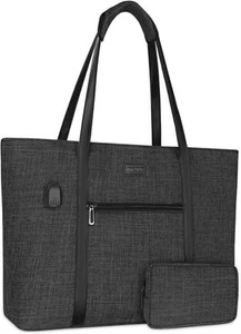 MOSISO USB Port Laptop Tote Bag for Women,Compatible with 17.3 inch, Black  - Picture 1 of 6