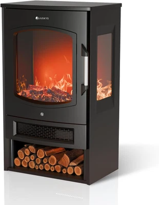 Camino Elettrico 1800W – Nero, Stufa Elettrica Con Effetto Fiamma LED, Wifi/App, - Immagine 1 di 4