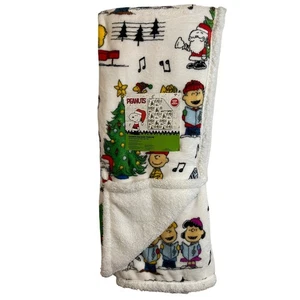 Manta navideña con respaldo de Sherpa Peanuts NUEVA Snoopy Charlie Brown - Imagen 1 de 6