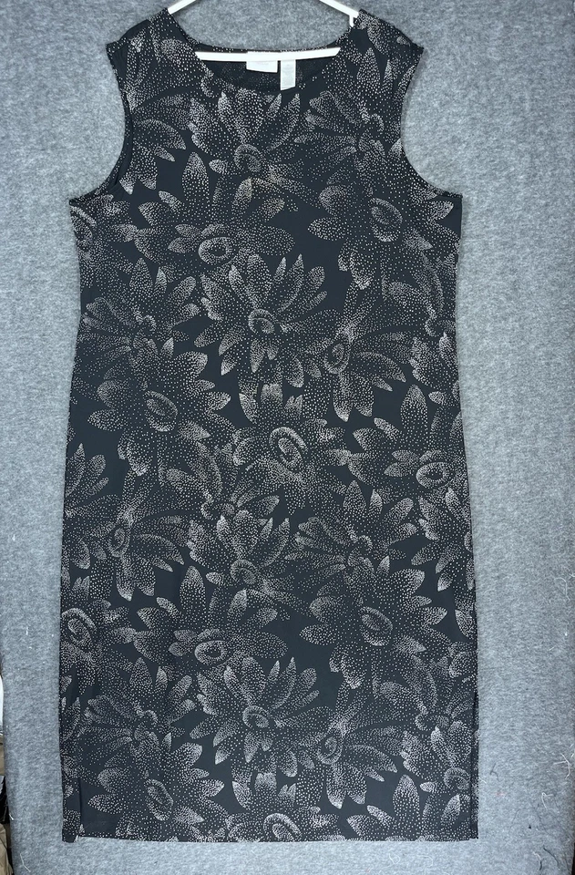 Liz Claiborne Plus Size Dress 3X Black White Floral Sleeveless Knee Length Y2K - Image 1 of 4
