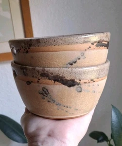 Carl SPOTO Kunstkeramik Schale Set 2 Erdtöne Natur Unikat Handarbeit - Bild 1 von 6
