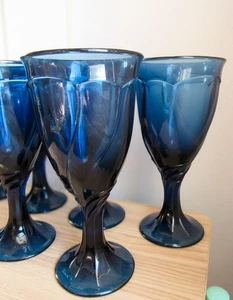 8er Set Noritake Sweet Swirl Dark Midnight Blue Kelche Wasser Eistee - Bild 1 von 4