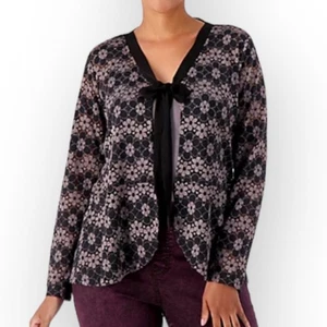 LOGO BY LORI GOLDSTEIN Strickjacke neu ohne Etikett Spitze vorne zum Binden XS Castlerock-Stil # A565484 - Bild 1 von 8