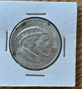 1924 Huguenot Commemorative Half Dollar 50c - Picture 1 of 2