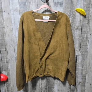Suede Over by Himalaya Campus Suede Leather and Wool Knit Blazer Jacket Men XL - Picture 1 of 4