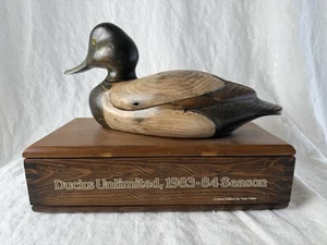 Ducks Unlimited DU Tom Taber 1983-1984 Holz geschnitzt Ente & Box - Bild 1 von 9