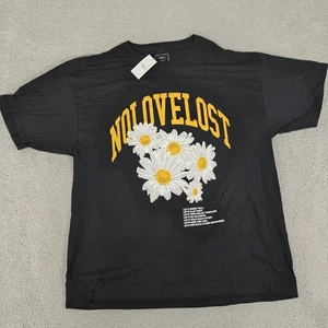 Rue21 Shirt Mens XL Black NOLOVELOST Daisy Graphic Tee T-Shirt Streetwear New - Picture 1 of 6