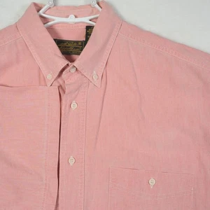 Vintage Eddie Bauer Men Coral Short Sleeve Button Up Shirt Outfitters Size Large - Picture 1 of 7