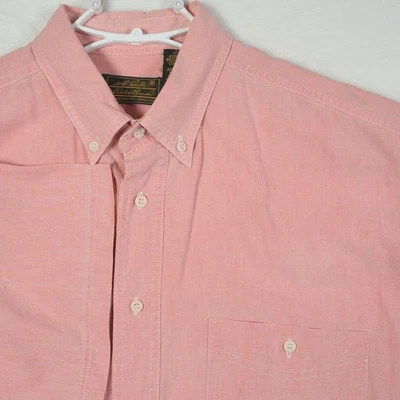 Vintage Eddie Bauer Men Coral Short Sleeve Button Up Shirt Outfitters Size Large - Image 1 of 4
