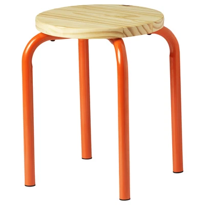 IKEA DOMSTEN Stool, Orange/Lilac Solid pine, Steel 17 3/4 " BRAND NEW! - Image 1 of 2