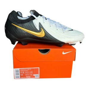 Nike Phantom GX 2 Pro FG Size 11.5 Soccer Cleats Black/White/Gold FJ2563-100 - Picture 1 of 5